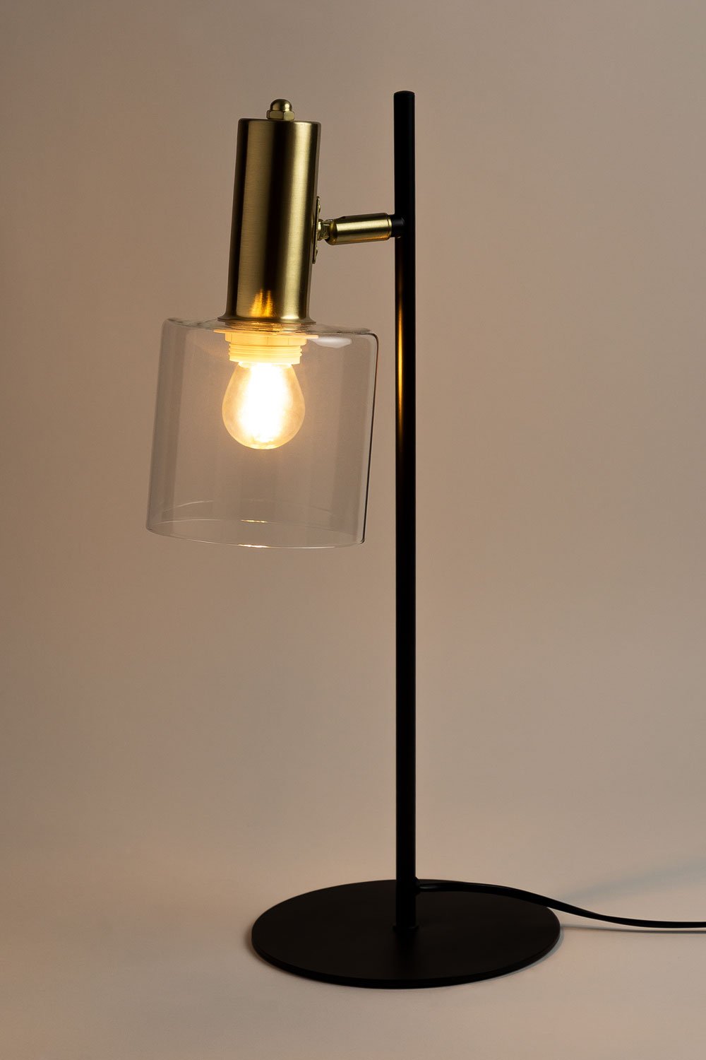 Lampada da tavolo in ferro e vetro andaluso