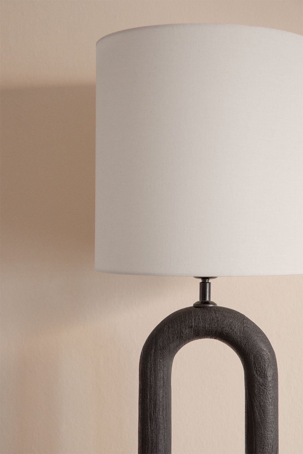 Lampada da tavolo Arianna in legno di mango e lino