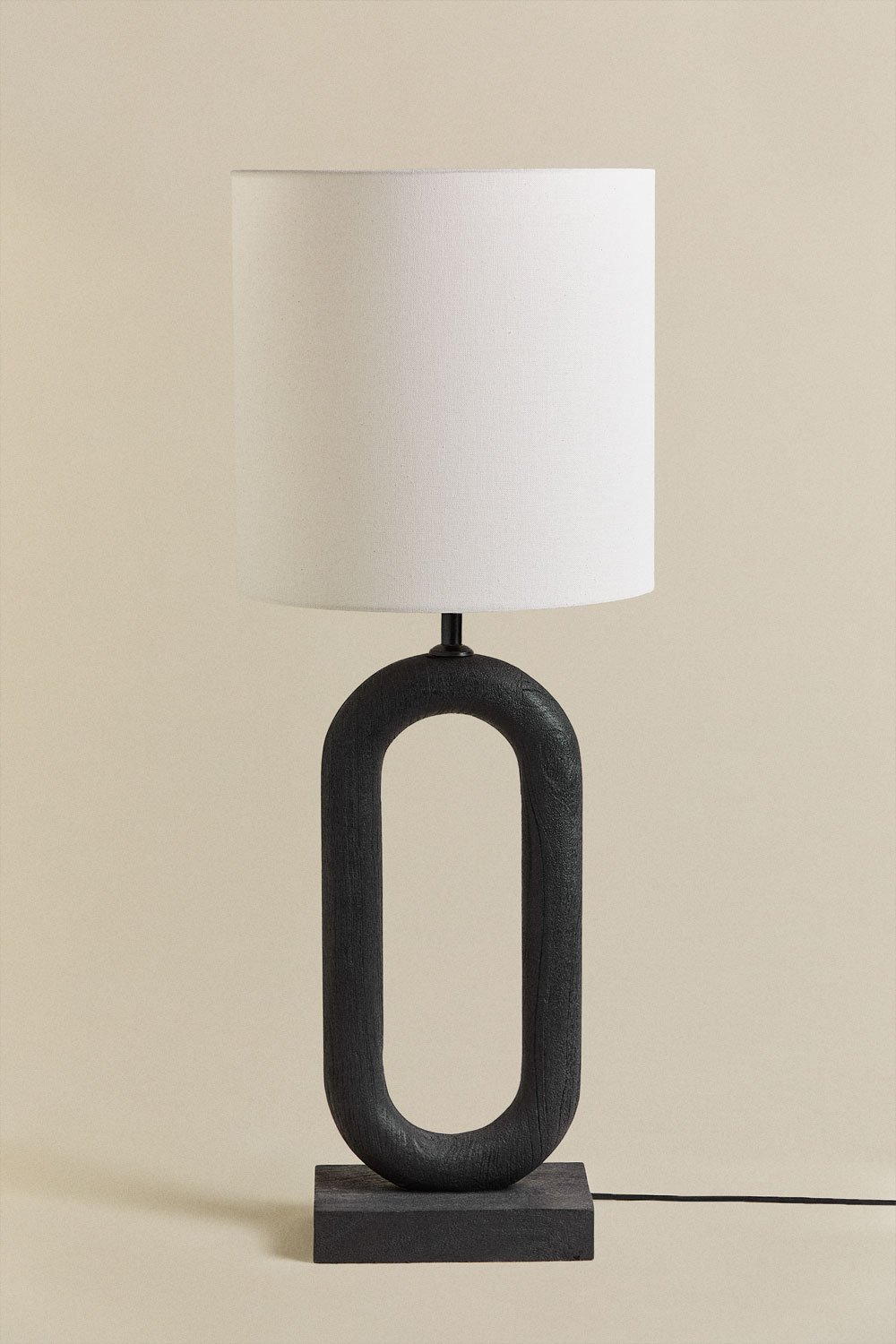 Lampada da tavolo Arianna in legno di mango e lino