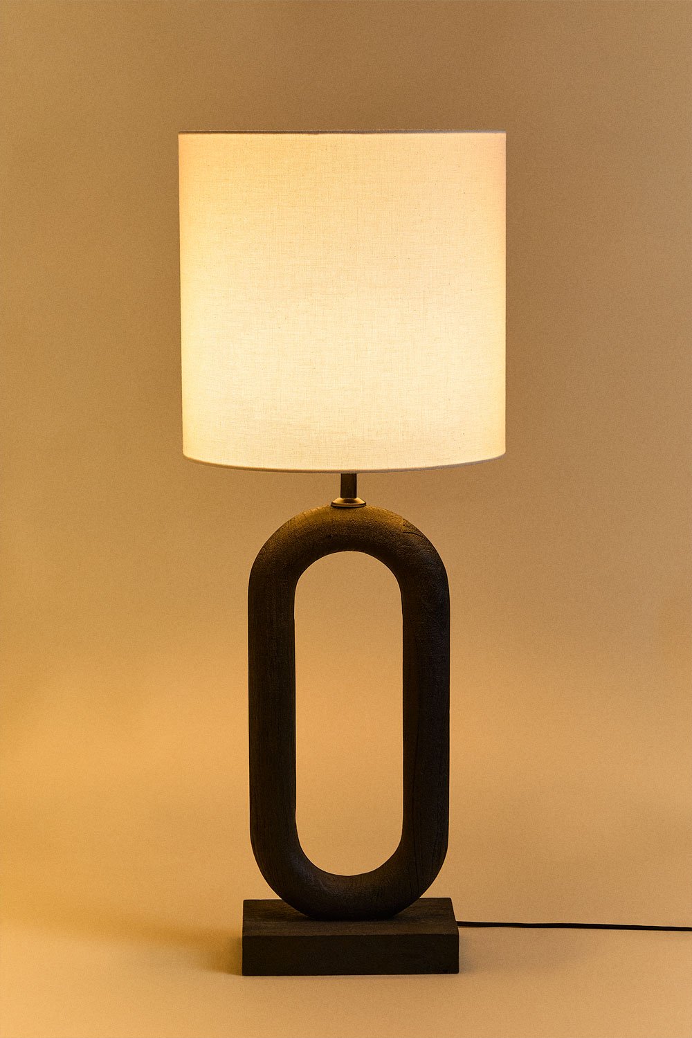 Lampada da tavolo Arianna in legno di mango e lino