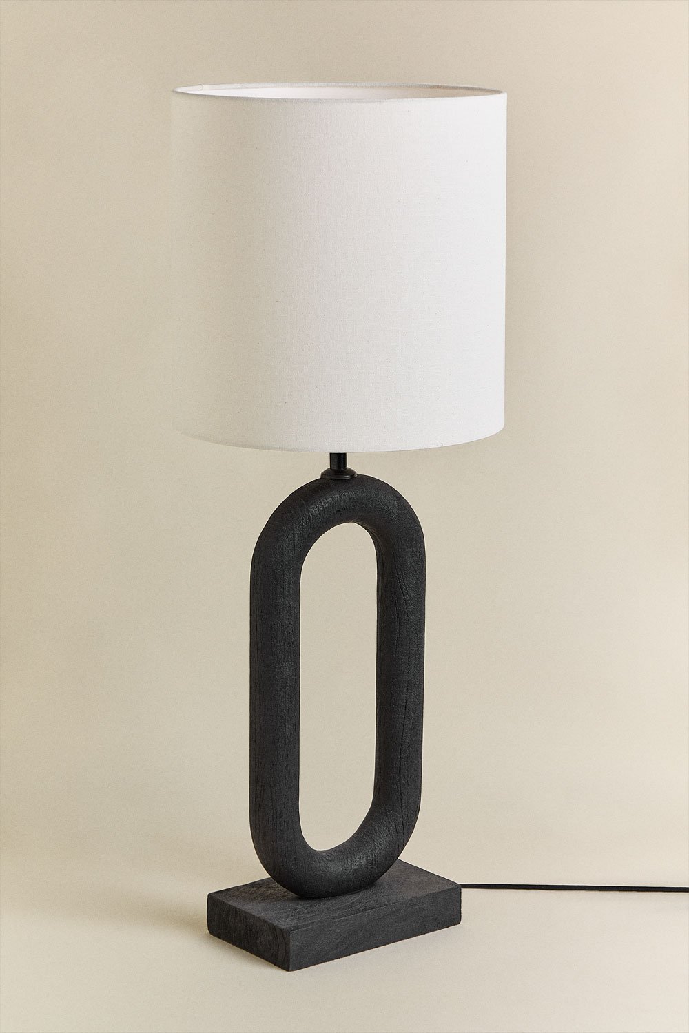 Lampada da tavolo Arianna in legno di mango e lino