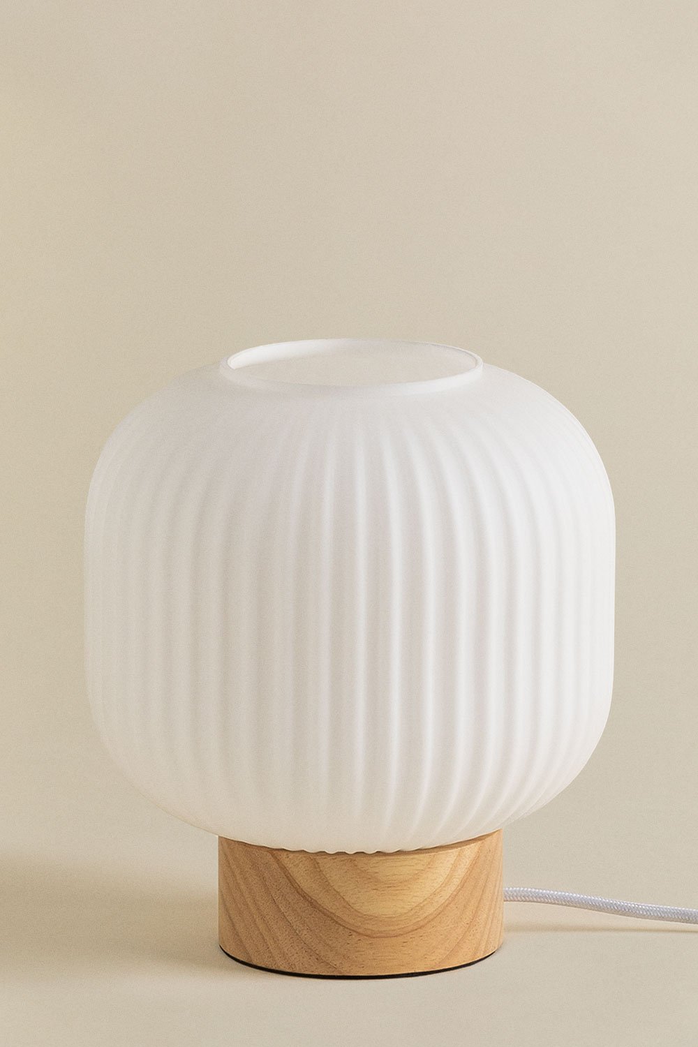 Lampada da tavolo Bruner in legno e vetro