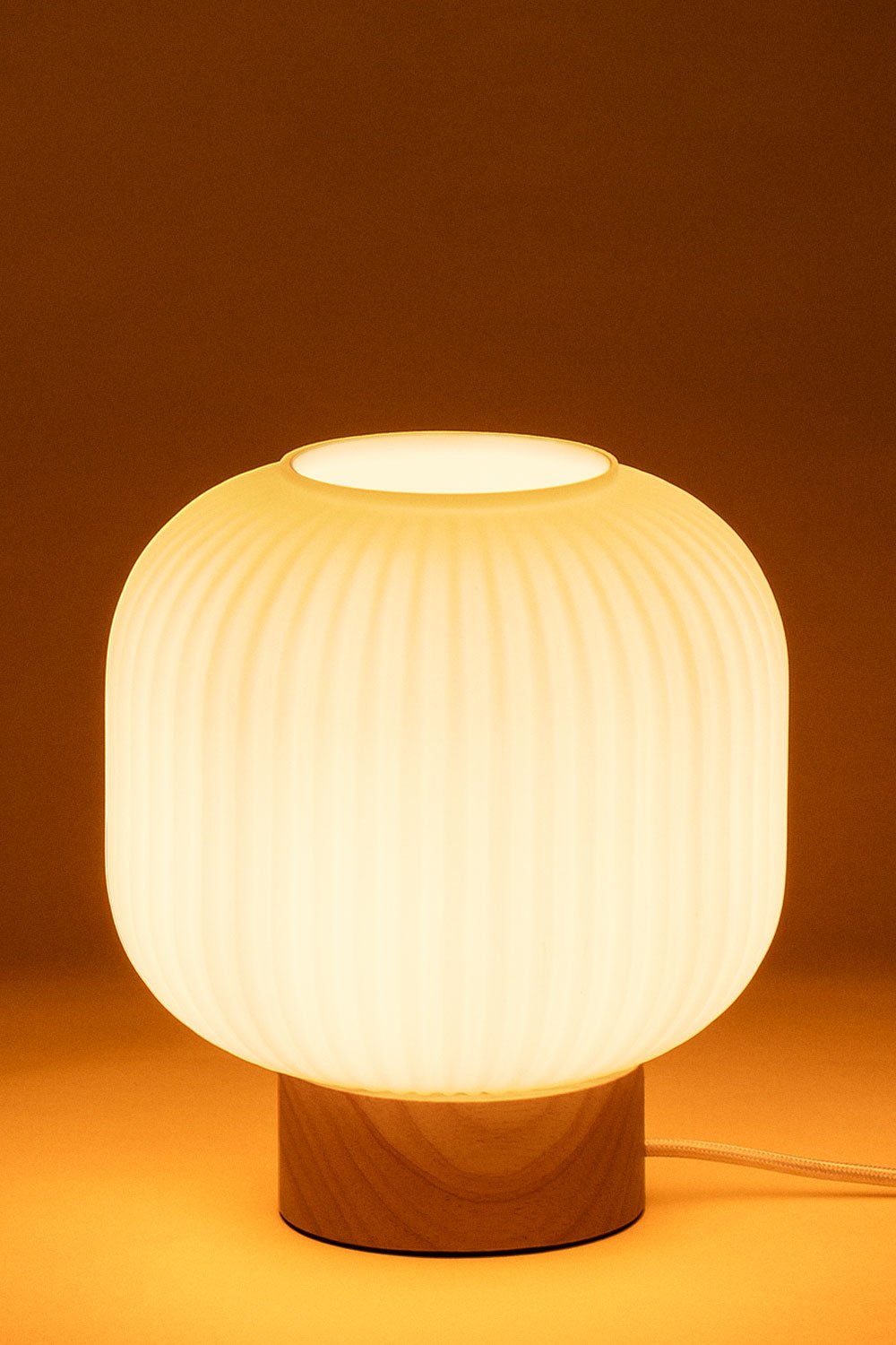 Lampada da tavolo Bruner in legno e vetro