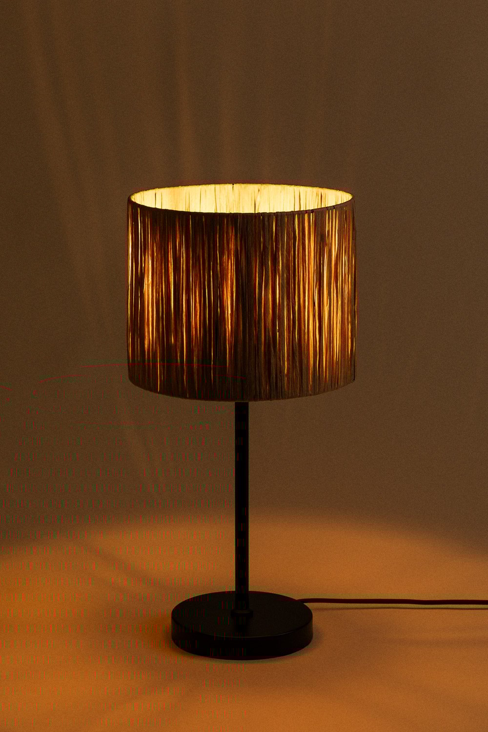 Lampada da Tavolo in Ferro e Carta Intrecciata Casandra