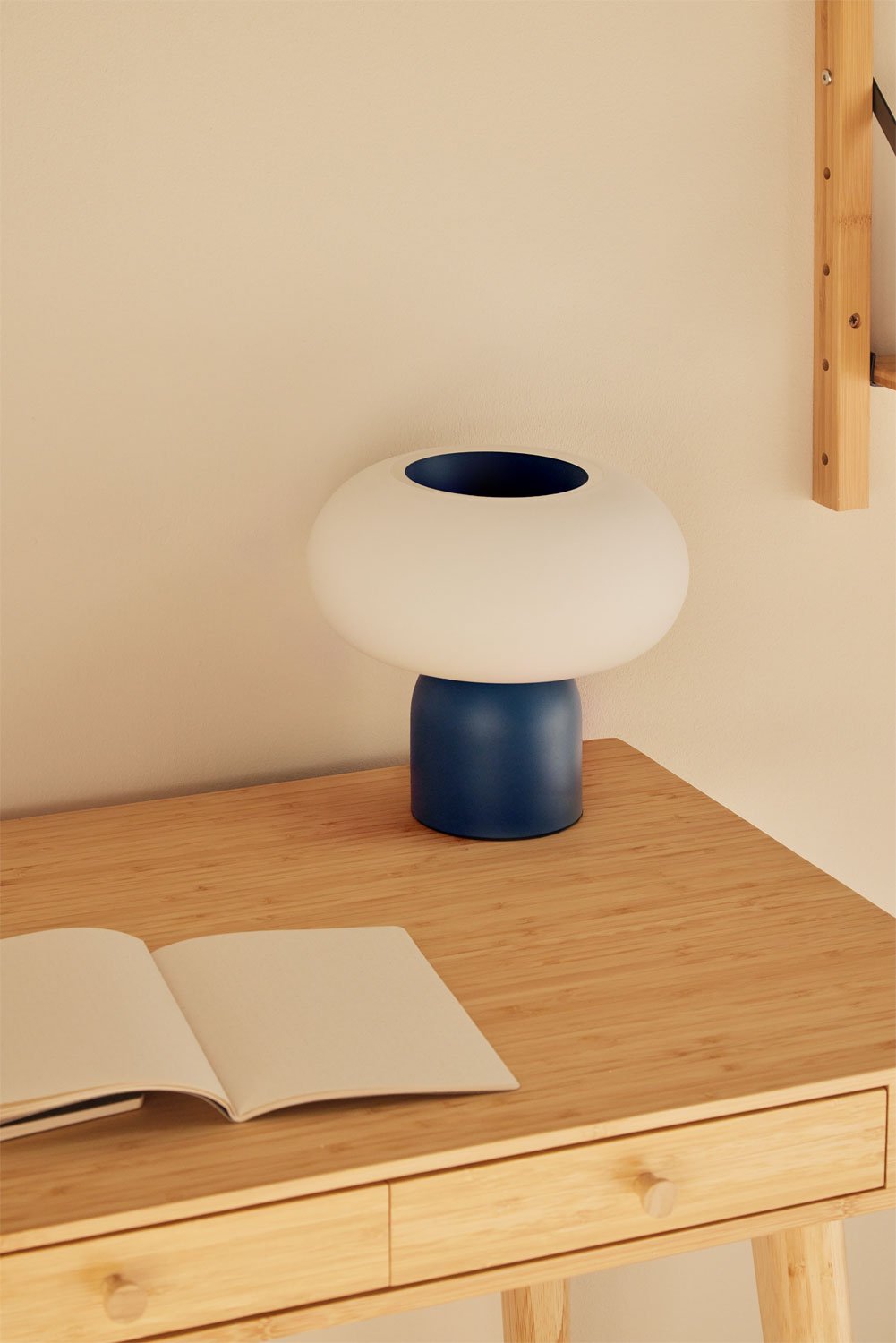 Lampada da tavolo Deruent a LED in vetro e acciaio