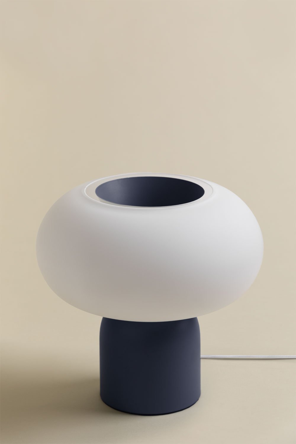 Lampada da tavolo Deruent a LED in vetro e acciaio