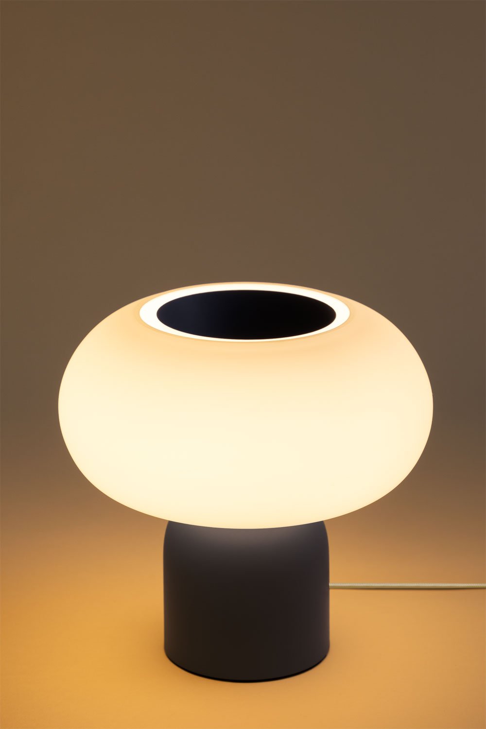 Lampada da tavolo Deruent a LED in vetro e acciaio