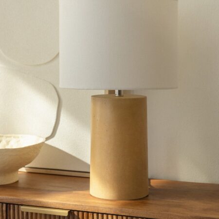 Lampada da tavolo Dianta in lino e fibra di vetro