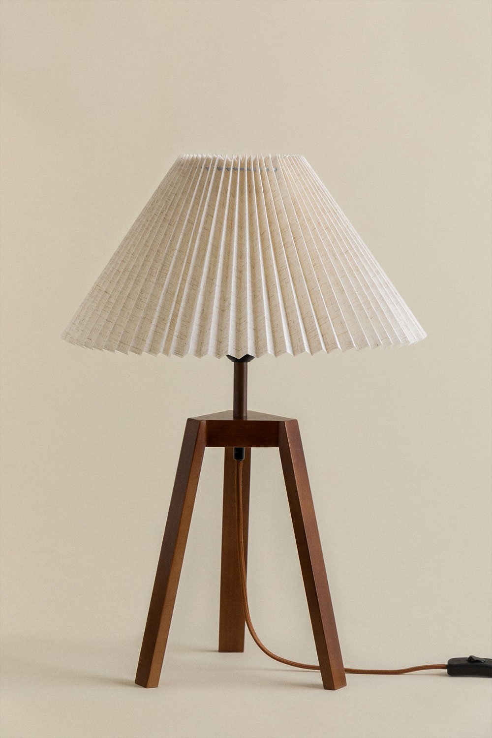 Lampada da tavolo in lino e legno Vivaldo