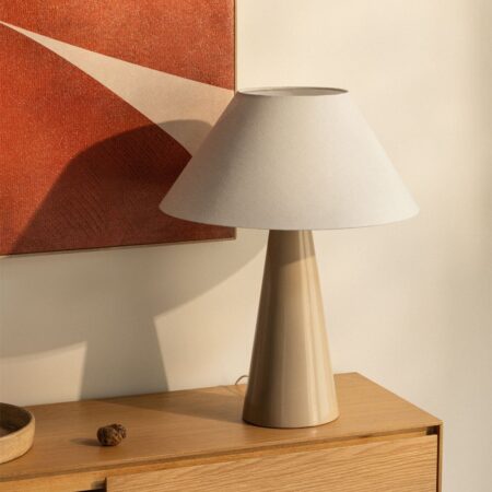 Lampada da tavolo Jevora 60cm in ceramica e lino