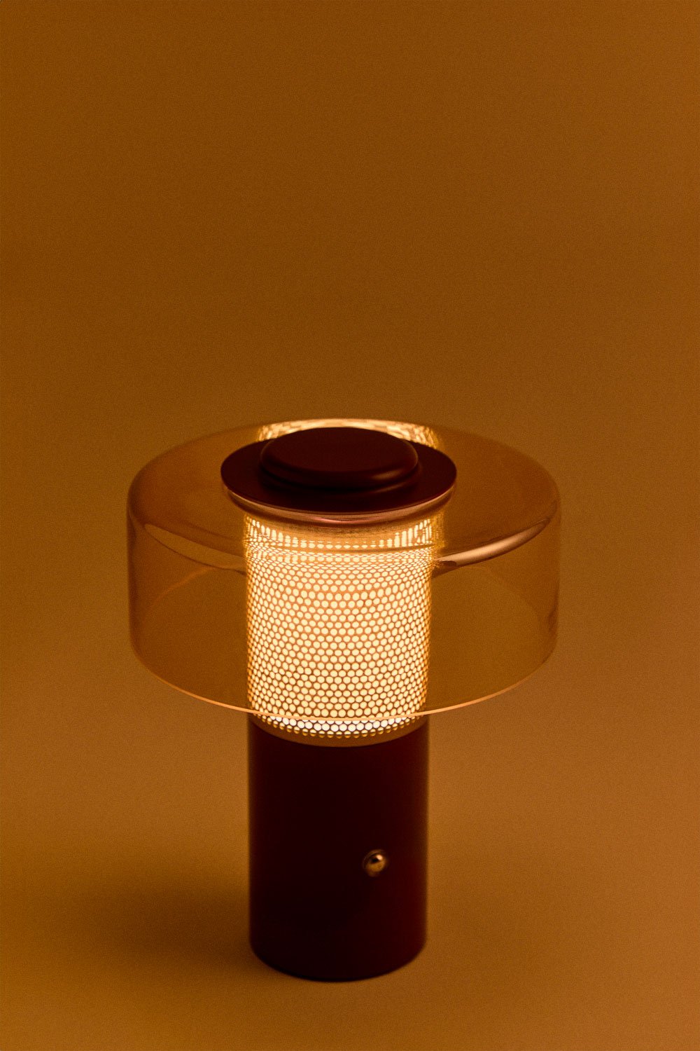 Lampada da tavolo Elfriede LED senza fili in vetro e acciaio