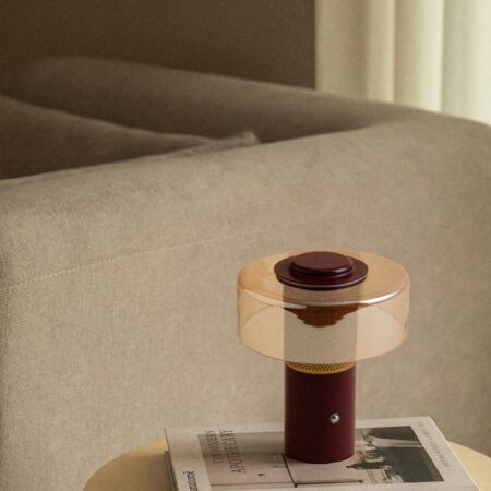 Lampada da tavolo Elfriede LED senza fili in vetro e acciaio