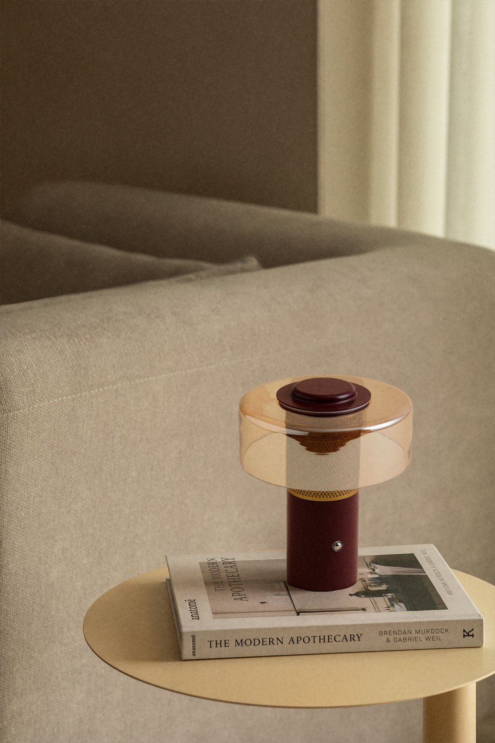 Lampada da tavolo Elfriede LED senza fili in vetro e acciaio
