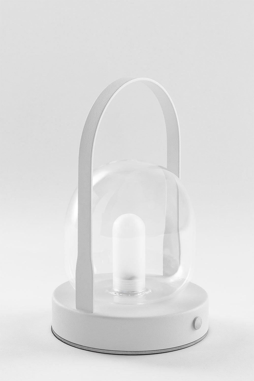 Lampada da tavolo LED senza fili in ferro e vetro Samia