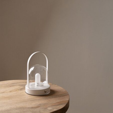 Lampada da tavolo LED senza fili in ferro e vetro Samia