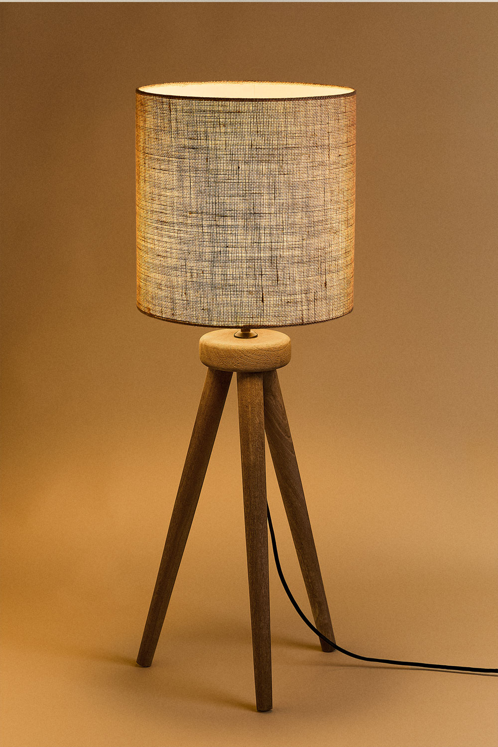 Lampada da tavolo Simona in legno di mango