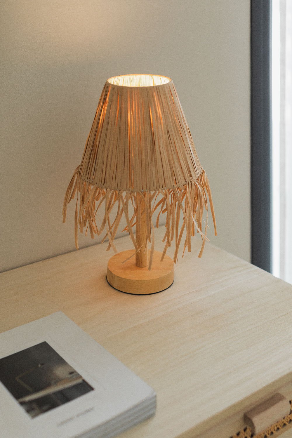 Lampada da tavolo senza fili in legno Nozaine