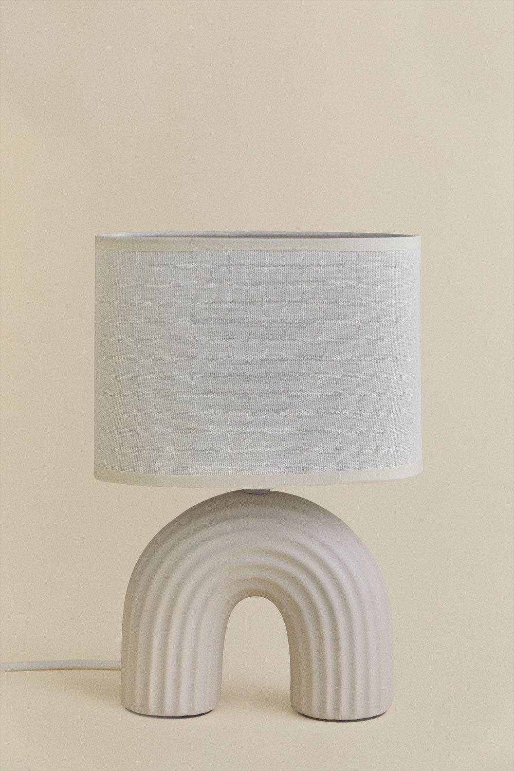 Lampada da tavolo Soliva 30cm in ceramica e lino