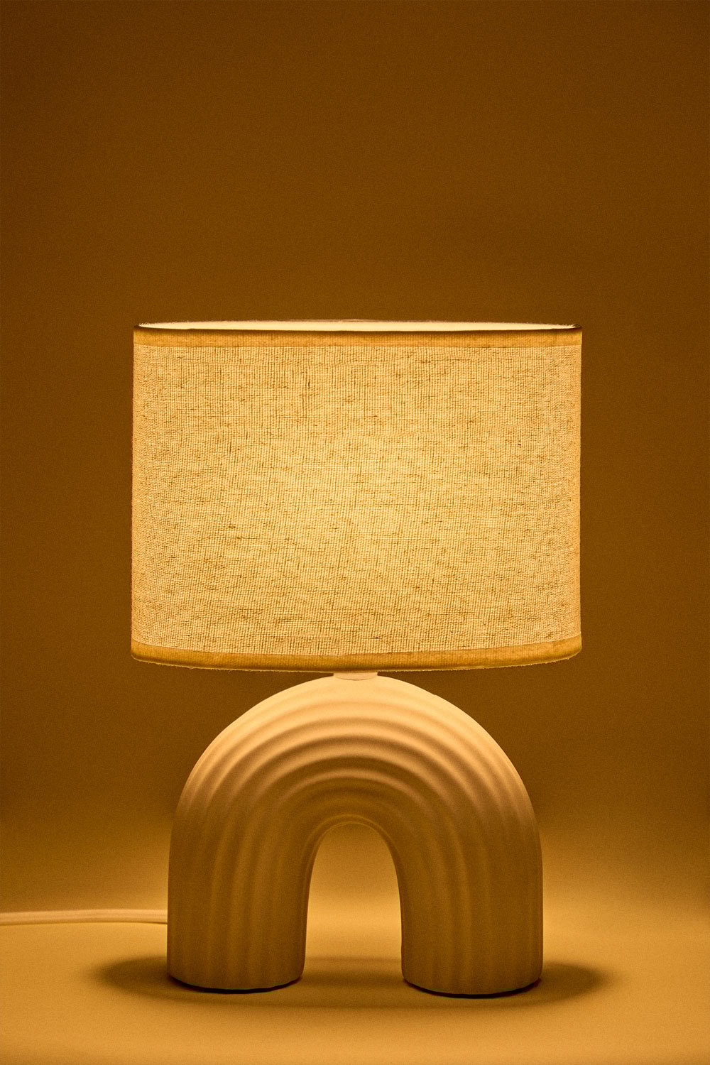 Lampada da tavolo Soliva 30cm in ceramica e lino