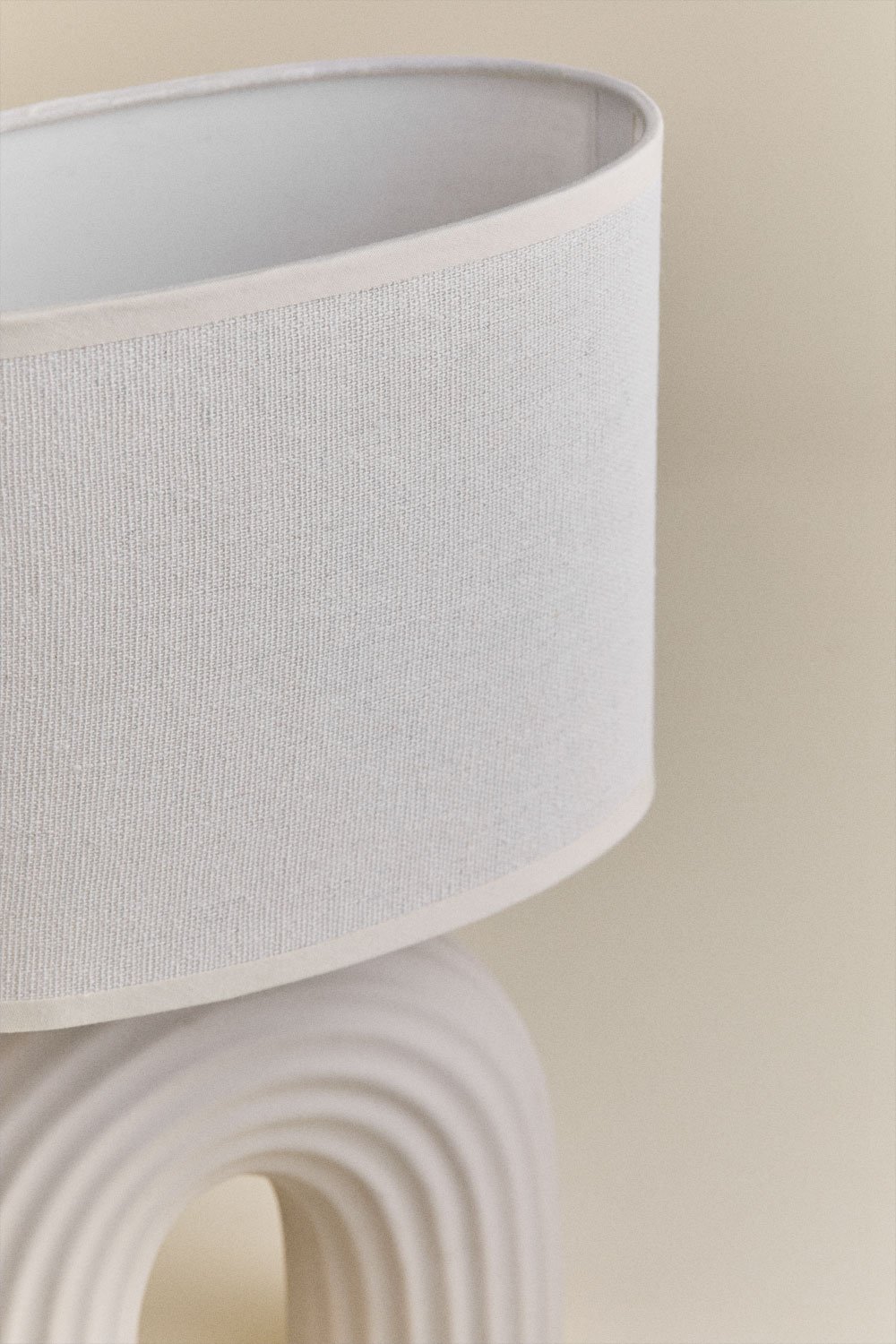 Lampada da tavolo Soliva 30cm in ceramica e lino
