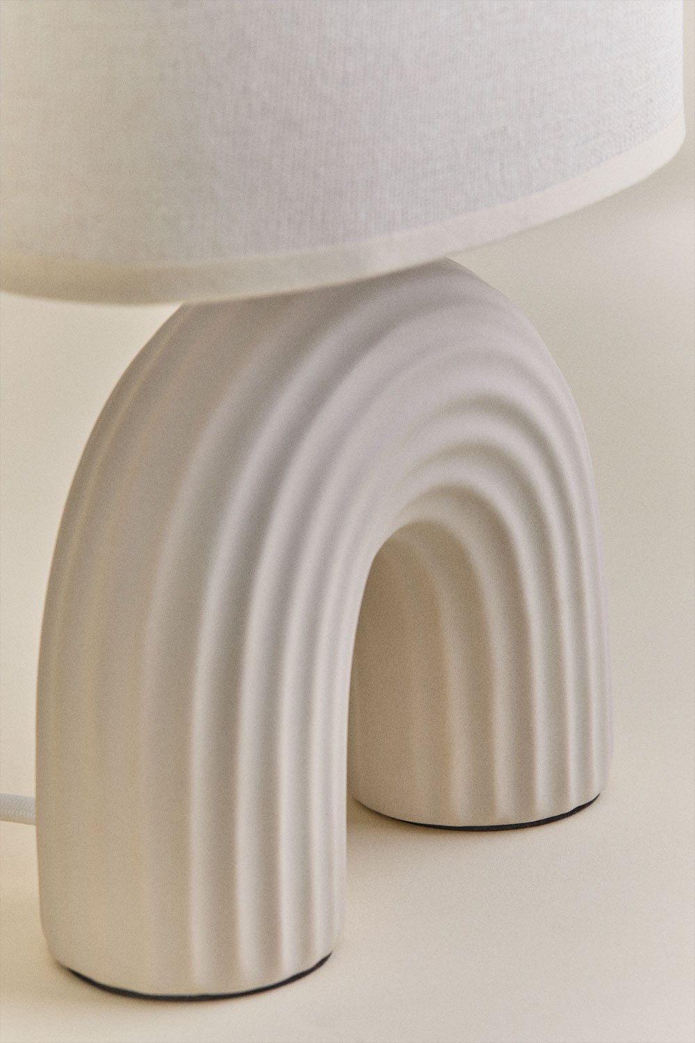 Lampada da tavolo Soliva 30cm in ceramica e lino