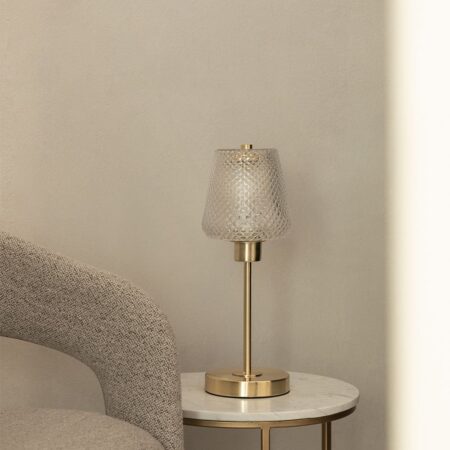 Lampada da tavolo Taylor in ferro e vetro