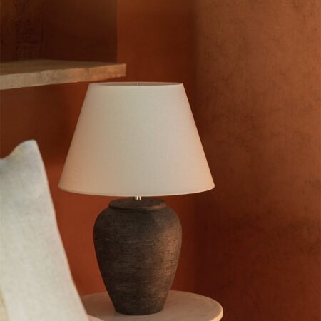 Lampada da Tavolo Ximena in Lino e Terracotta