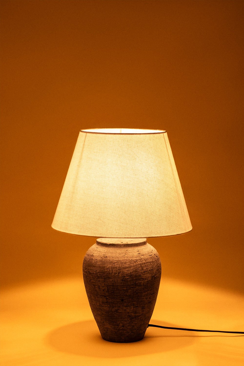 Lampada da Tavolo Ximena in Lino e Terracotta