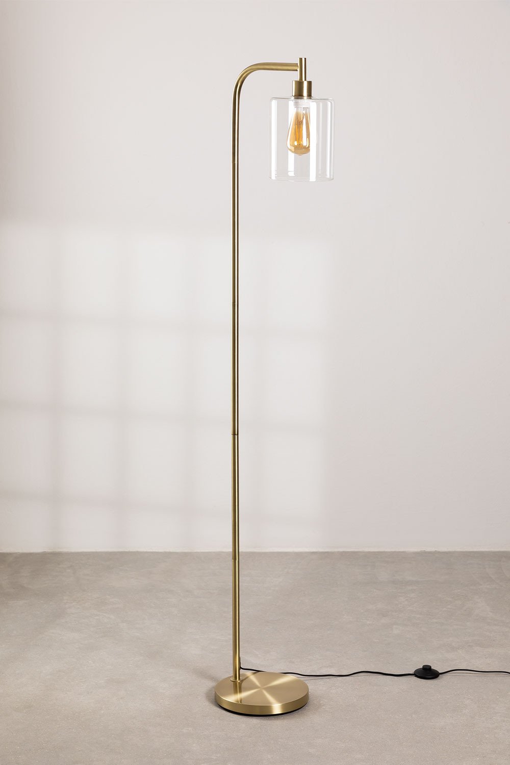 Lampada da terra Ambe in metallo e vetro