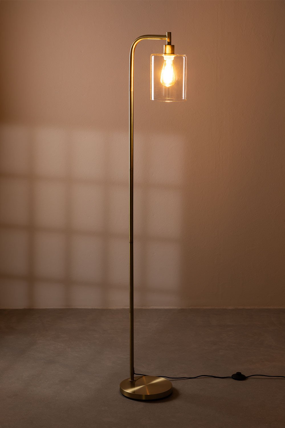 Lampada da terra Ambe in metallo e vetro