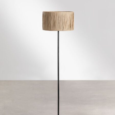 Lampada da terra in ferro e carta intrecciata Casandra