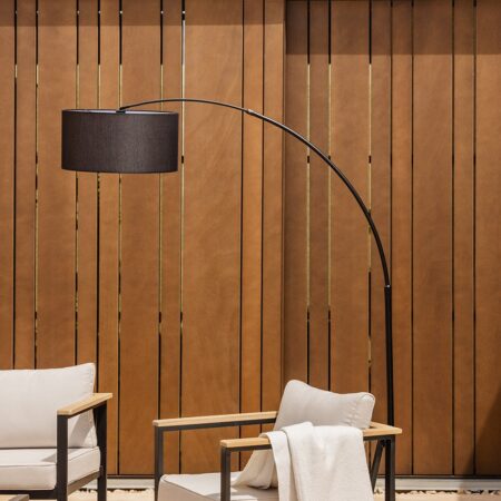 Lampada da terra da esterno Vonera in lino e ferro