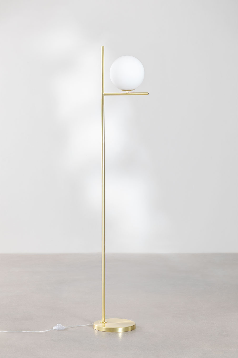 Lampada da terra in ferro con sfera in vetro Ghirlanda