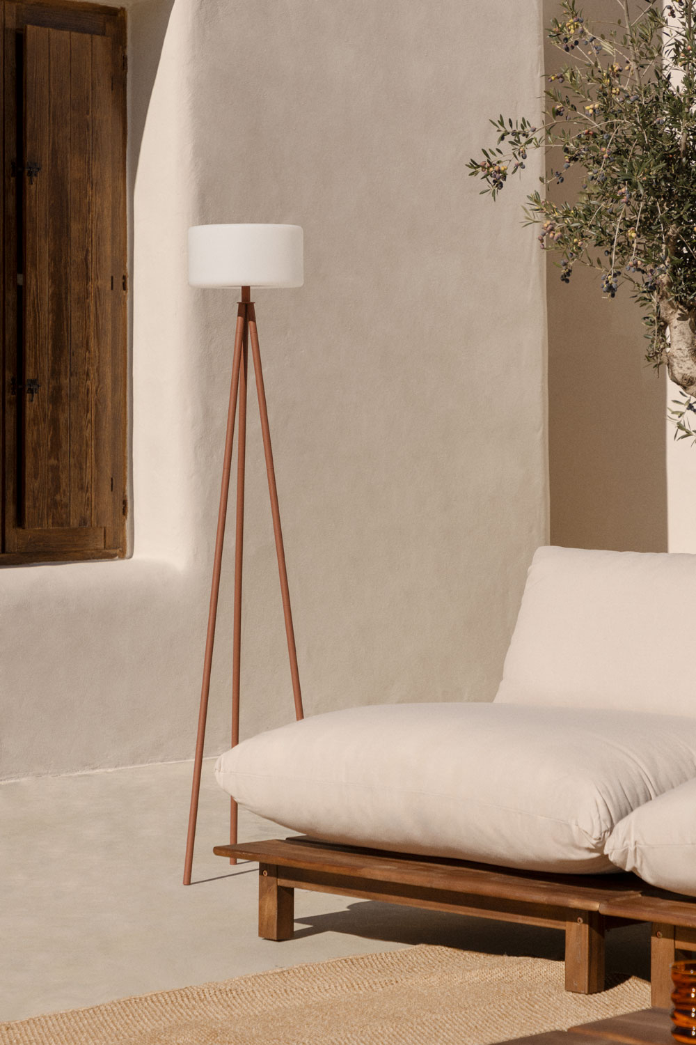 Lampada da terra LED wireless per esterni in acciaio Mezina