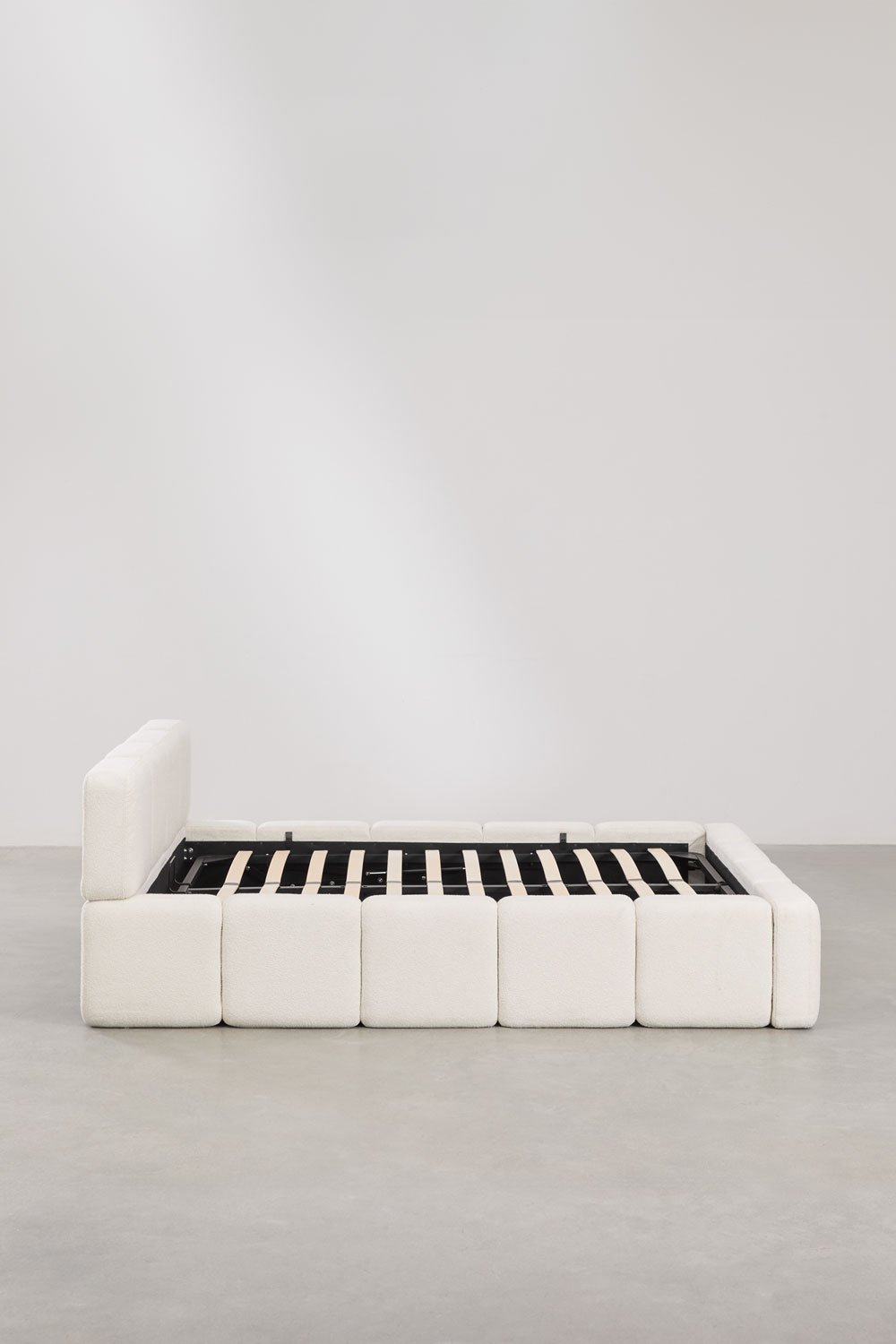 Letto con contenitore in tessuto bouclé Jolcem