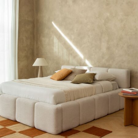 Letto con contenitore in tessuto bouclé Jolcem