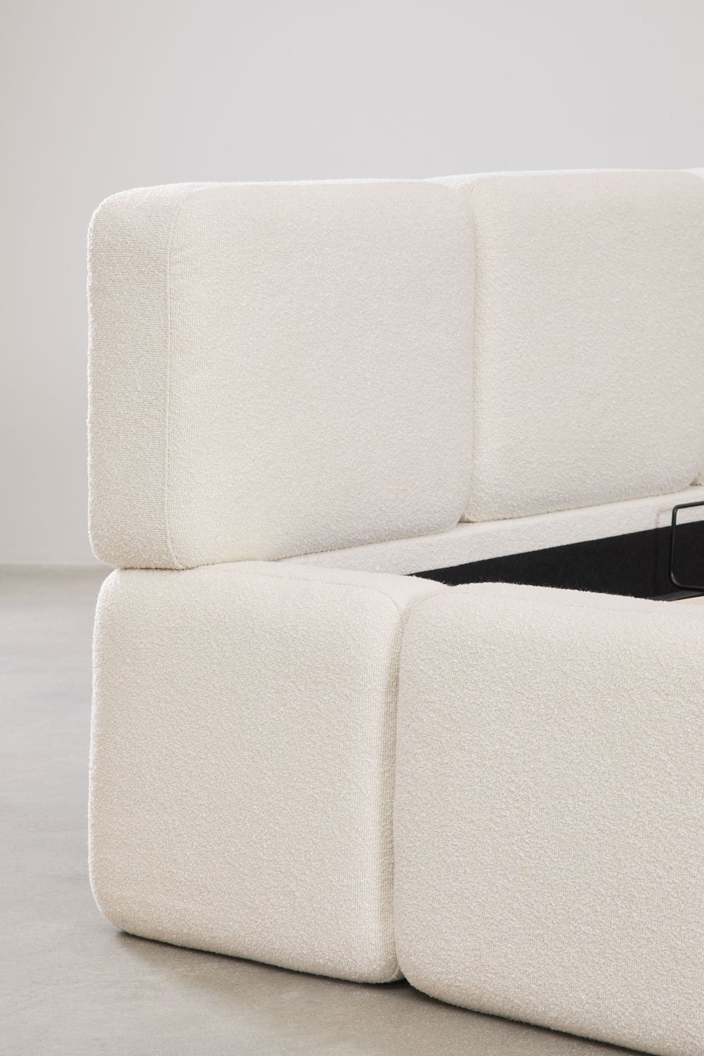 Letto con contenitore in tessuto bouclé Jolcem