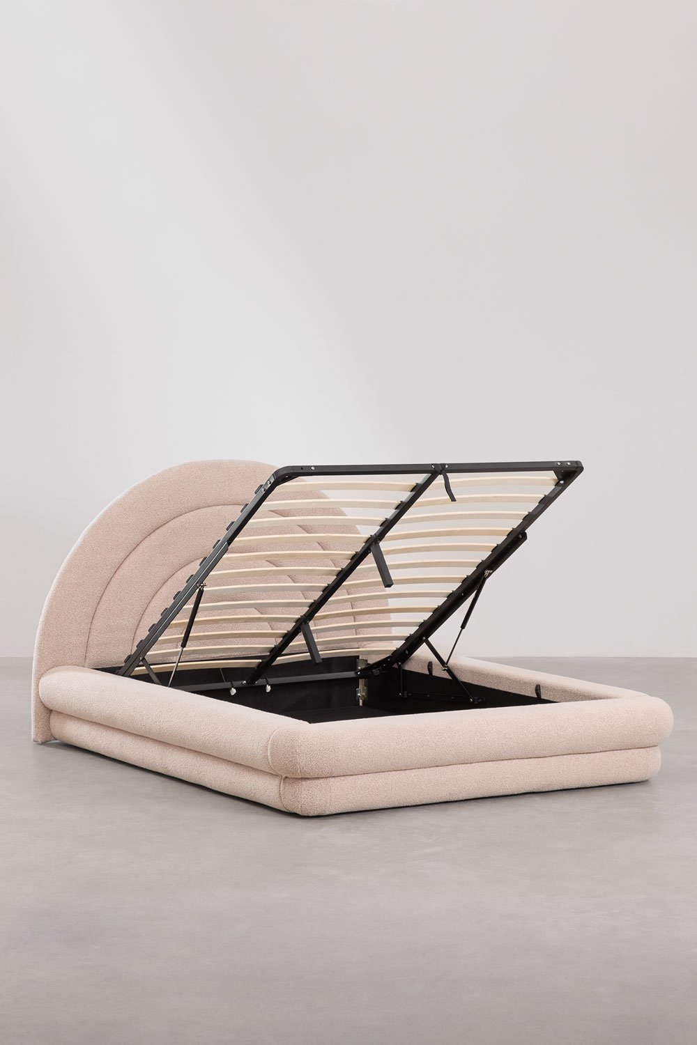 Letto con contenitore in tessuto bouclé Borzensi