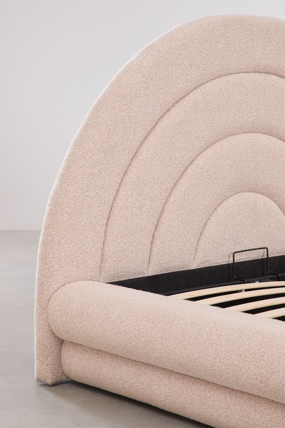 Letto con contenitore in tessuto bouclé Borzensi