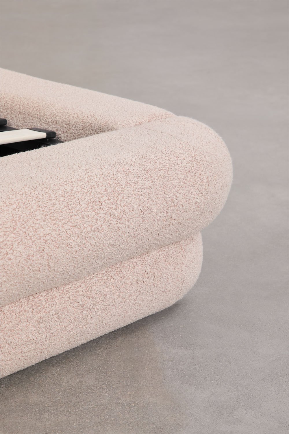 Letto con contenitore in tessuto bouclé Borzensi