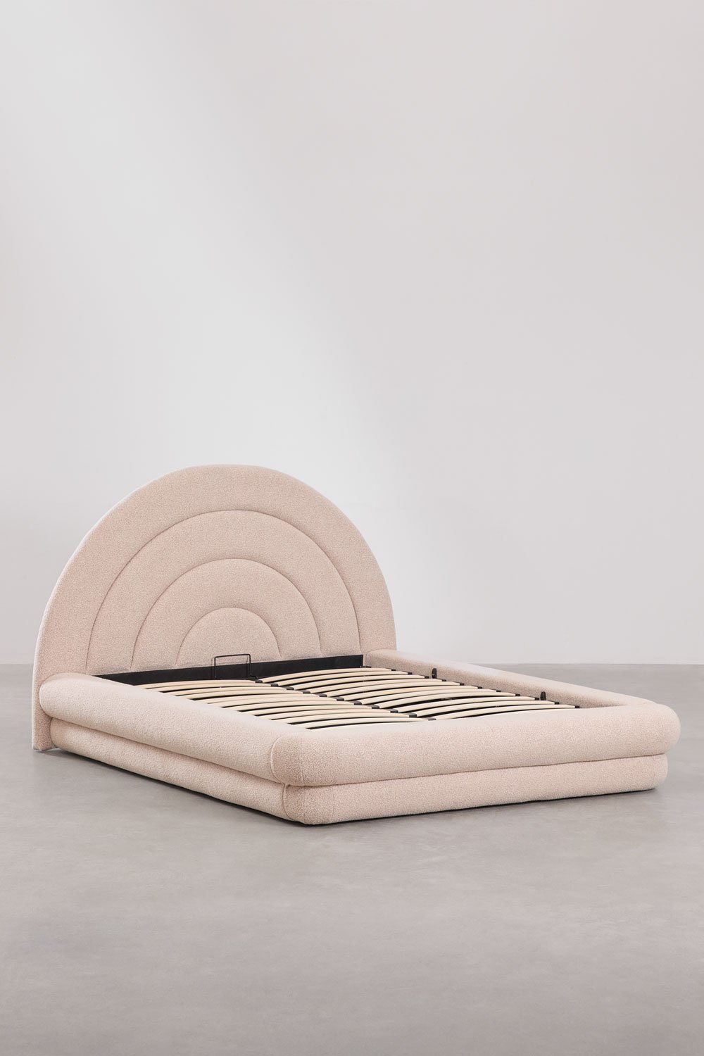 Letto con contenitore in tessuto bouclé Borzensi