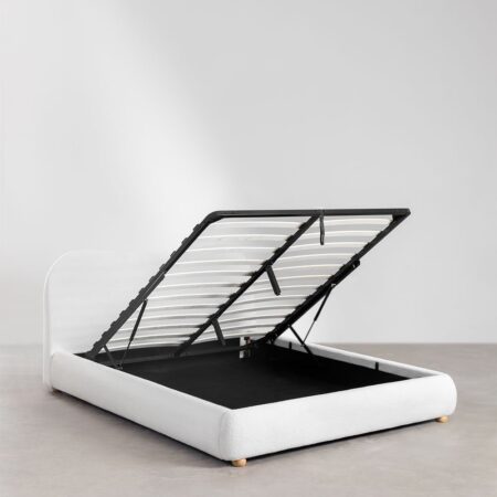 Letto con contenitore ribaltabile imbottito Winselet