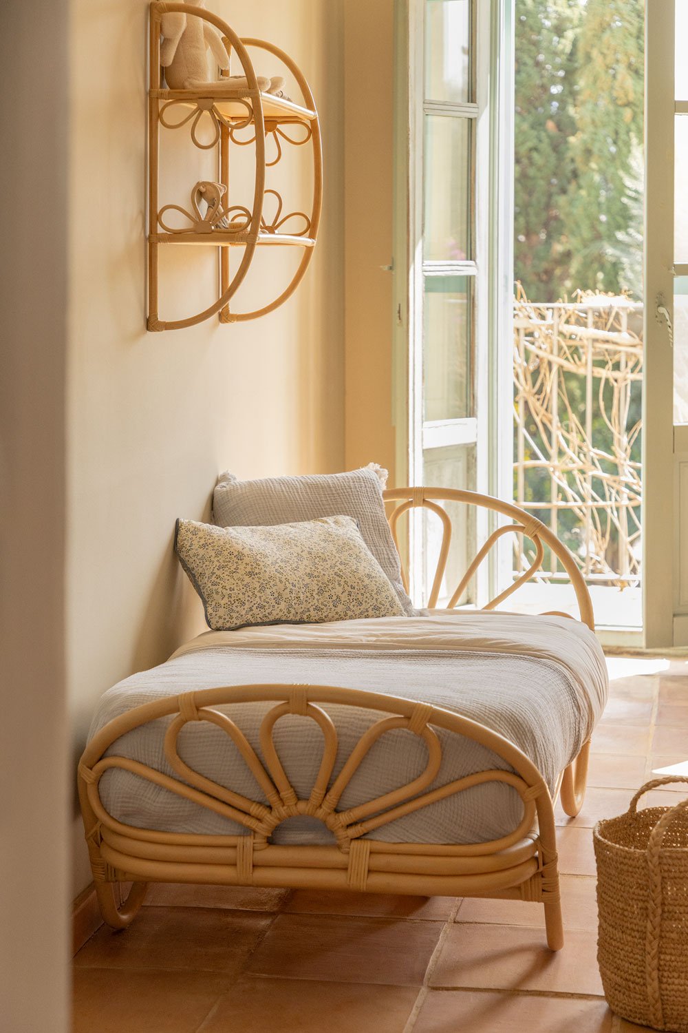Letto in rattan con materasso per bambini Dahlia