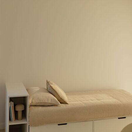 Letto per materasso da 90 cm con 2 cassetti e contenitore Janete