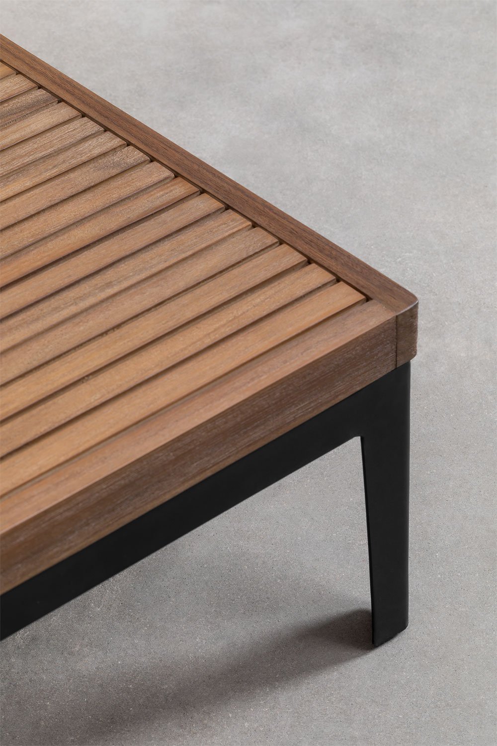 Tavolino da giardino quadrato 100x100 cm in alluminio e legno di acacia Taranis