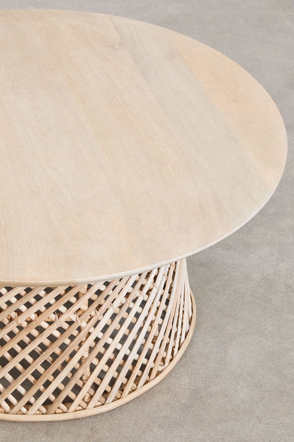 Tavolino rotondo in legno di mango e rattan (Ø80 cm) Suzane
