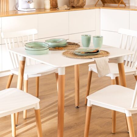 Tavolo Quadrato in Legno di Faggio e MDF (80x80 cm) Royal