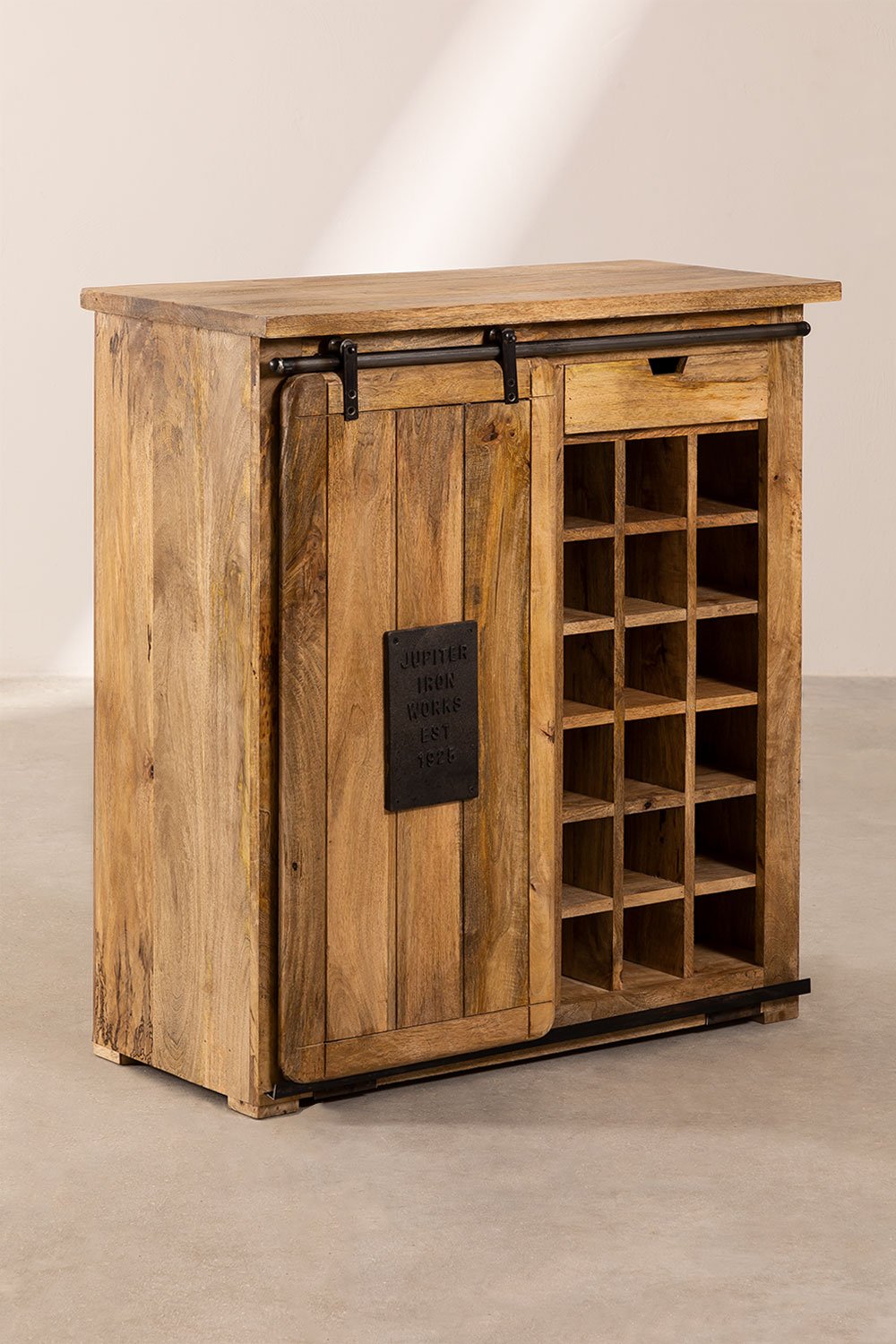 Mobile con Portabottiglie per 18 Bottiglie in Legno di Mango Uain