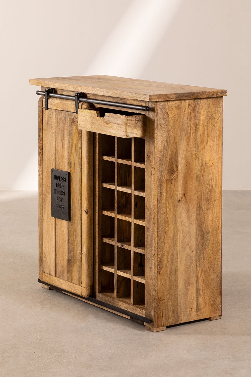 Mobile con Portabottiglie per 18 Bottiglie in Legno di Mango Uain