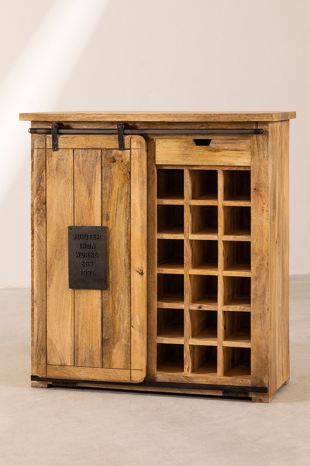 Mobile con Portabottiglie per 18 Bottiglie in Legno di Mango Uain